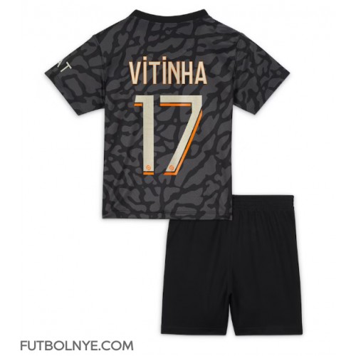 Camiseta Paris Saint-Germain Vitinha Ferreira #17 Tercera Equipación para niños 2023-24 manga corta (+ pantalones cortos)